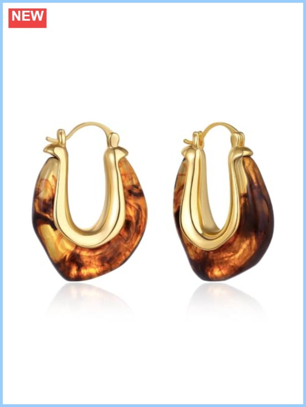 Acrylic Hoop Earrings with 14K Gold Plated Edges